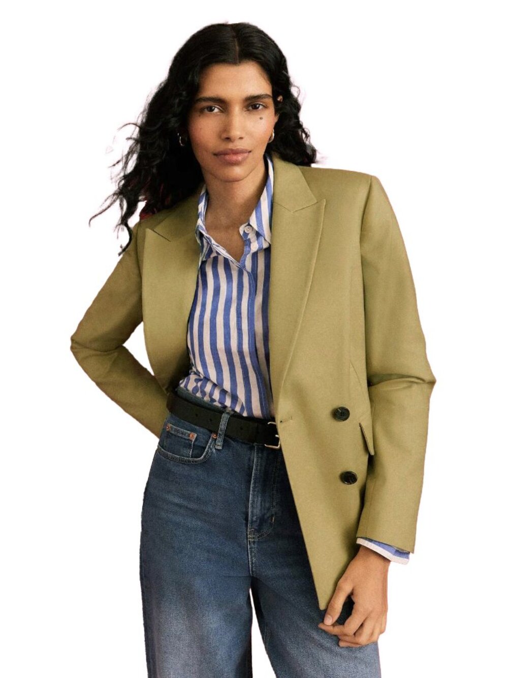 New Boden Tencel Blend Double Breasted Blazer Khaki 10R